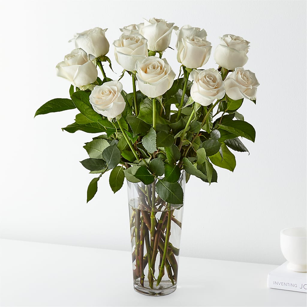 Long Stem White Rose Bouquet – EASTON'S FLOWERS, Mount Vernon IL