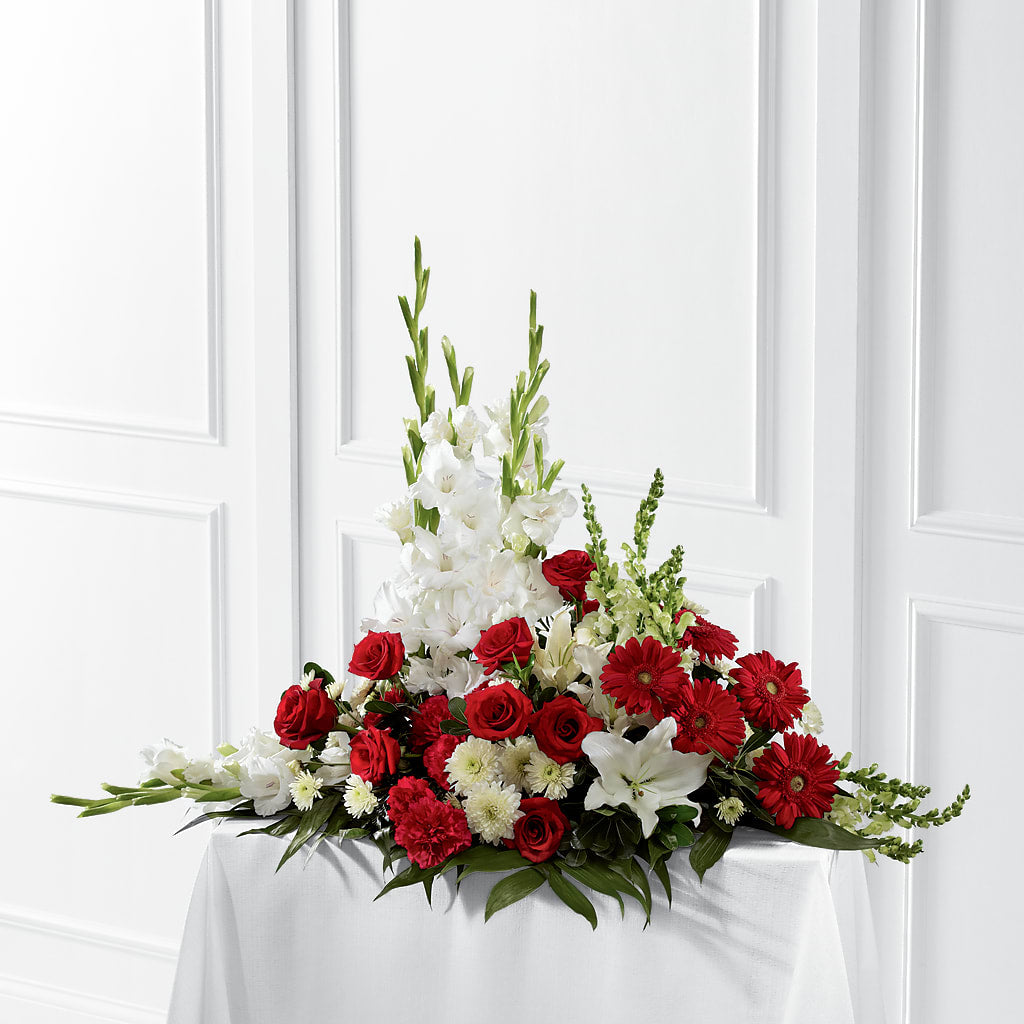 Crimson & White Arrangement – EASTON'S FLOWERS, Mount Vernon IL