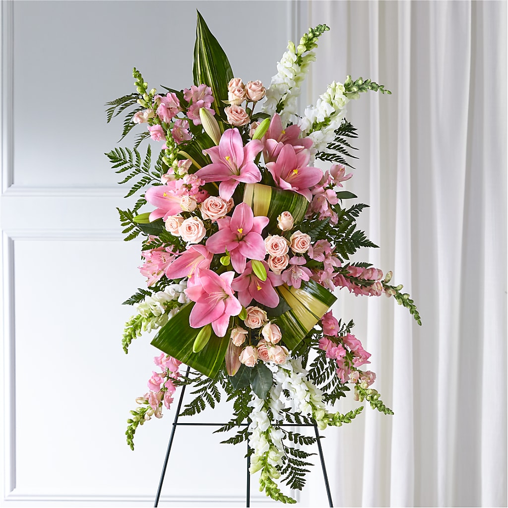 Elegant Embrace Standing Spray – EASTON'S FLOWERS, Mount Vernon IL