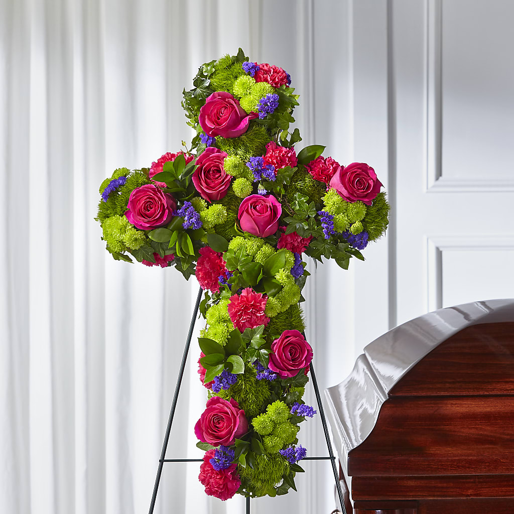 Tribute Rose Floral Cross – EASTON'S FLOWERS, Mount Vernon IL