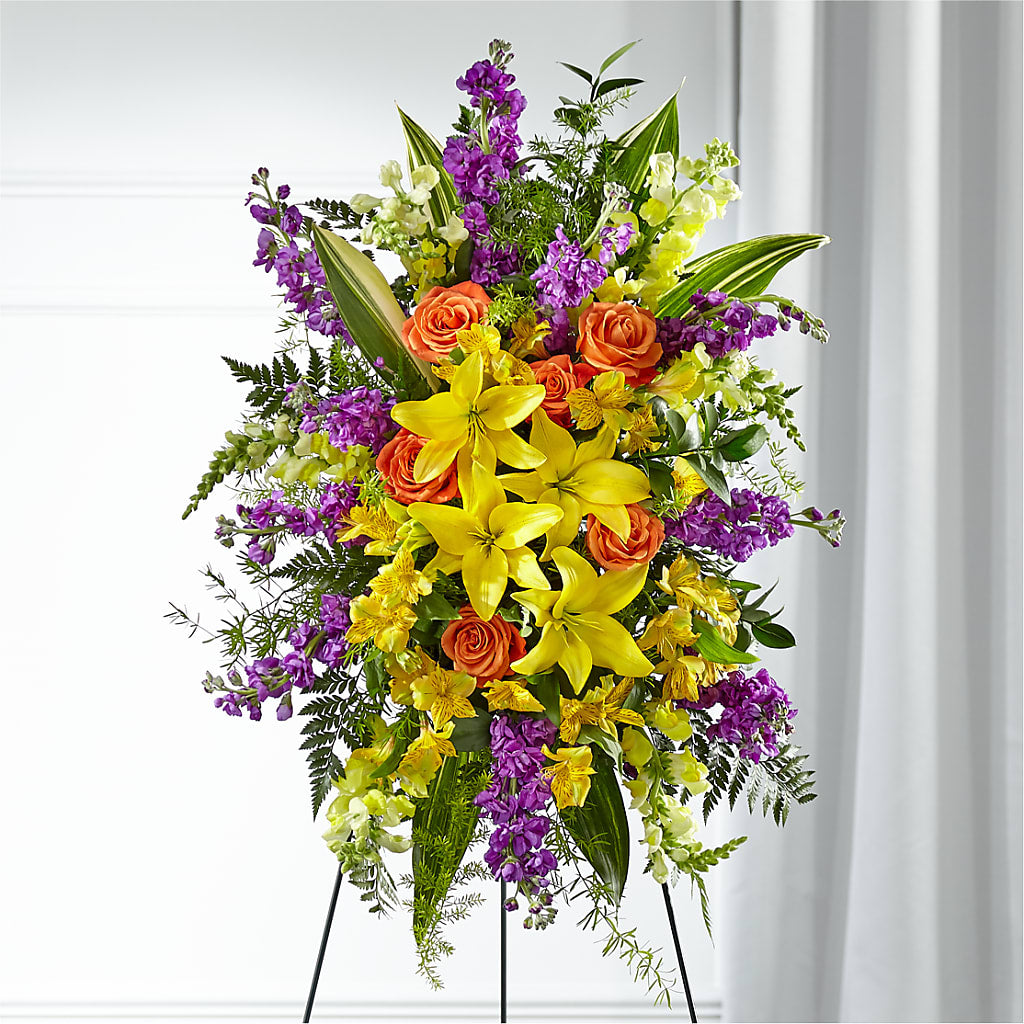 Thoughtful Prayers Standing Spray – EASTON'S FLOWERS, Mount Vernon IL