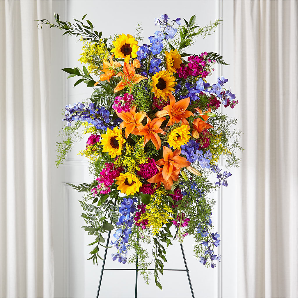 Sunlit Memories Standing Spray (Standard) – EASTON'S FLOWERS, Mount Vernon IL