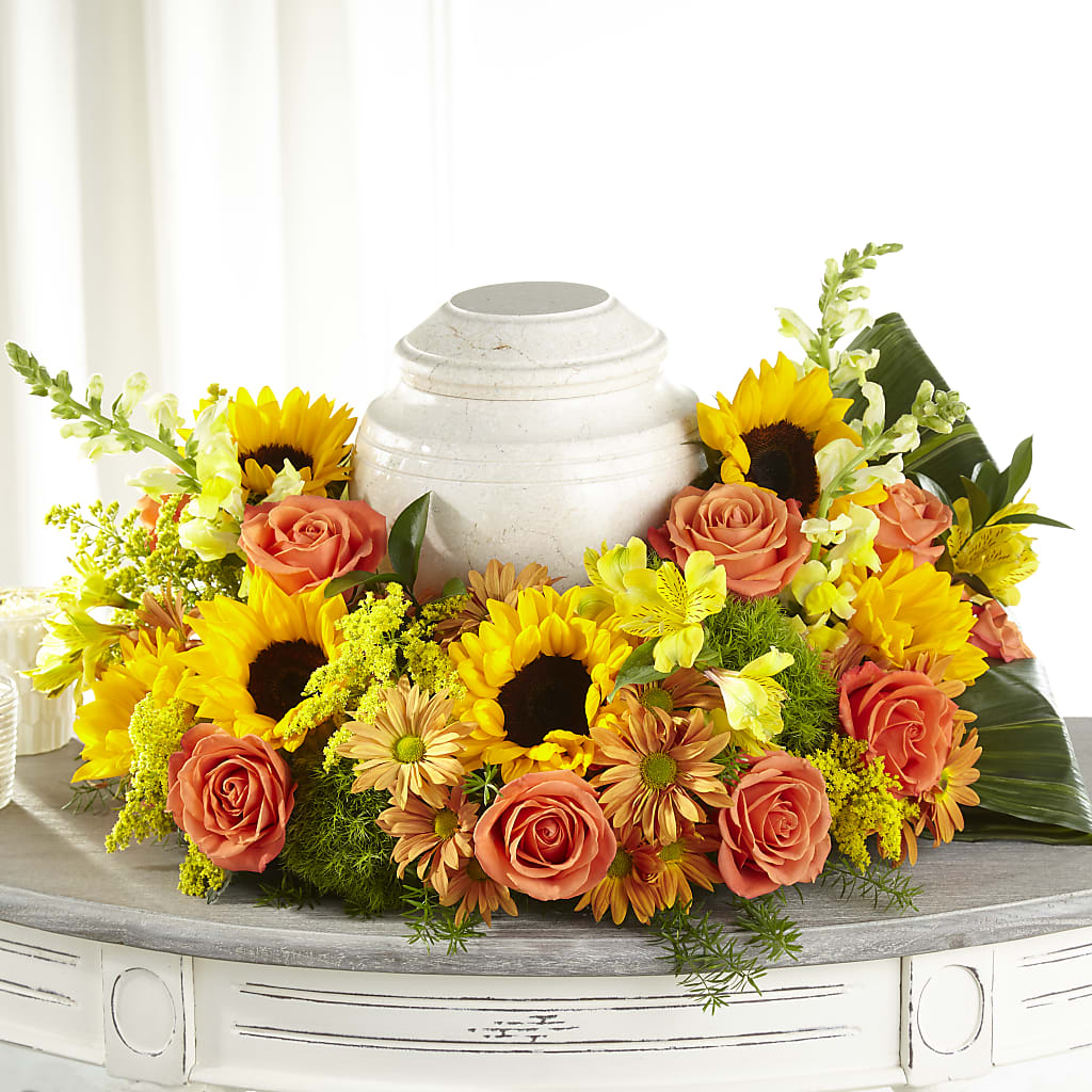 Faithful Sunflower Cremation Adornment – EASTON'S FLOWERS, Mount Vernon IL