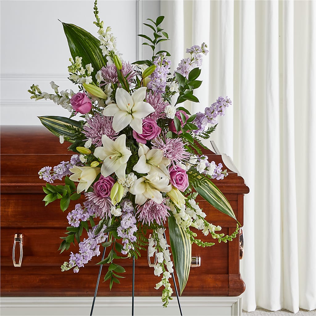 Grateful Hearts Standing Spray – EASTON'S FLOWERS, Mount Vernon IL