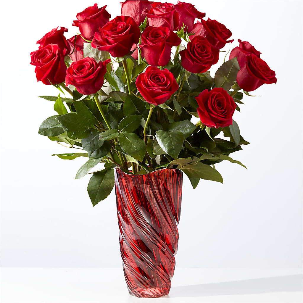 Classic Love Red Rose Bouquet with Luxe Swirl Vase – EASTON'S FLOWERS, Mount Vernon IL