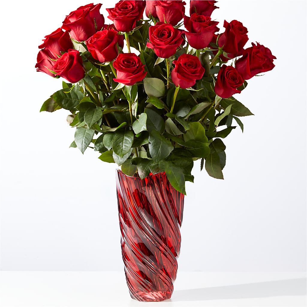 Classic Love Red Rose Bouquet with Luxe Swirl Vase – EASTON'S FLOWERS, Mount Vernon IL