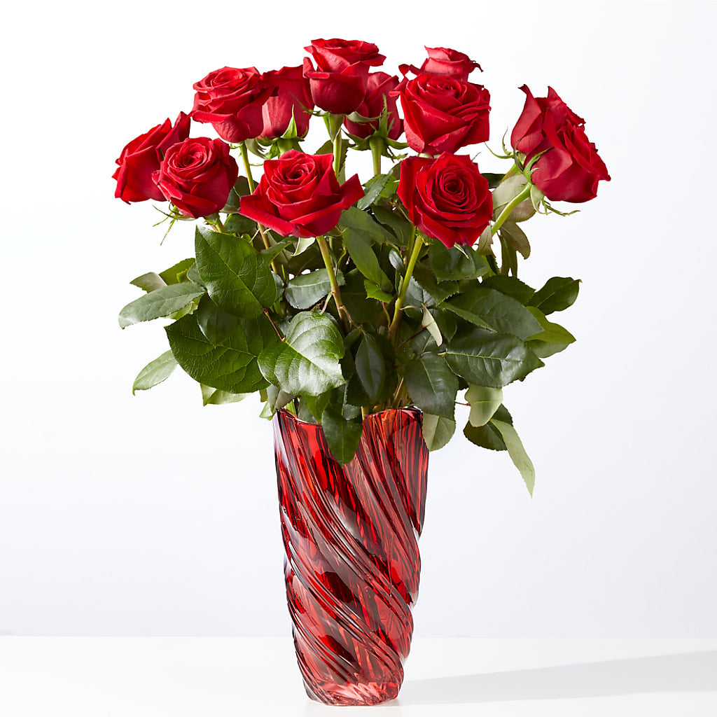 Classic Love Red Rose Bouquet with Luxe Swirl Vase – EASTON'S FLOWERS, Mount Vernon IL