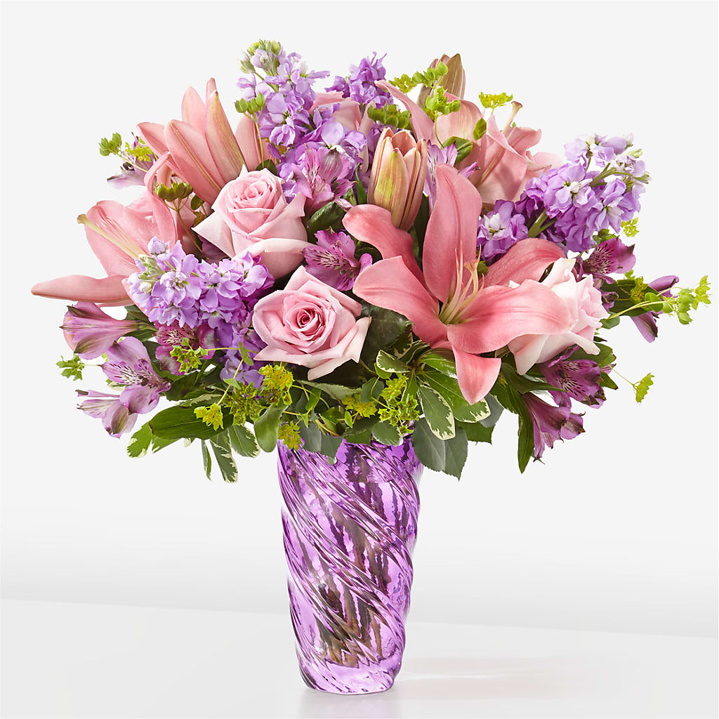 Precious Petals Bouquet with Luxe Swirl Vase – EASTON'S FLOWERS, Mount Vernon IL