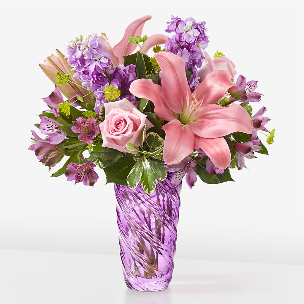 Precious Petals Bouquet with Luxe Swirl Vase – EASTON'S FLOWERS, Mount Vernon IL