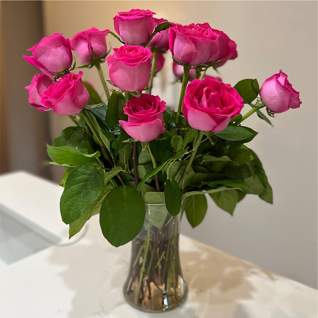 Long Stem Pink Rose Bouquet – EASTON'S FLOWERS, Mount Vernon IL