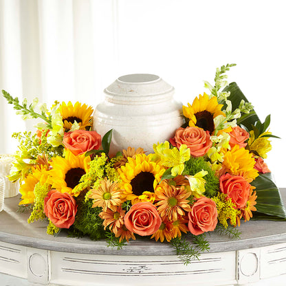 Faithful Sunflower Cremation Adornment – EASTON'S FLOWERS, Mount Vernon IL
